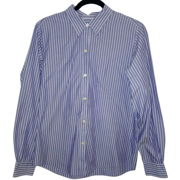 Liz Claiborne Tops - Vintage Liz Claiborne Button Up Non Iron Purple White Pinstripe 8 Liz Sport 90s